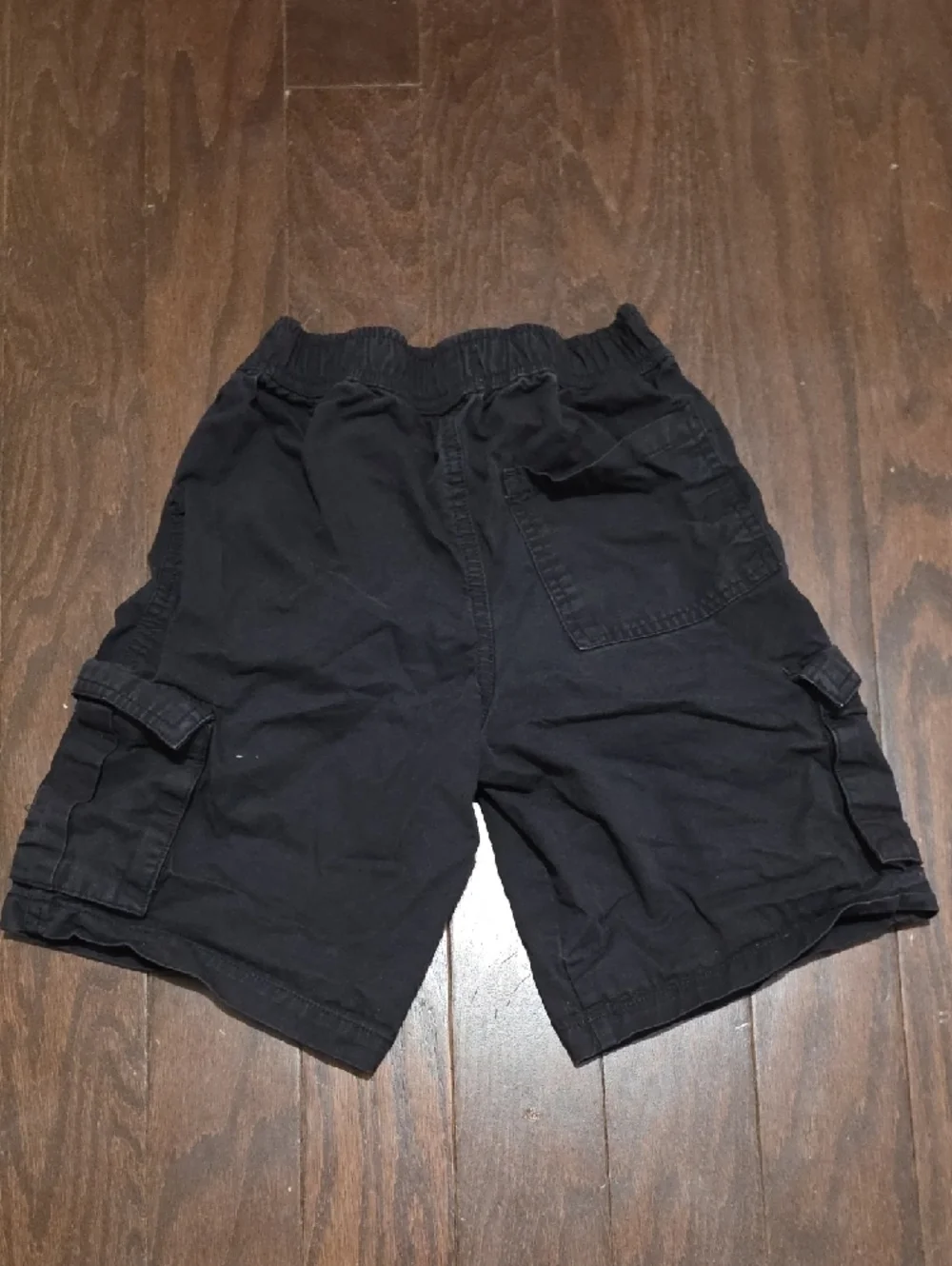 Kids Black Cargo Shorts with Elastic Waist